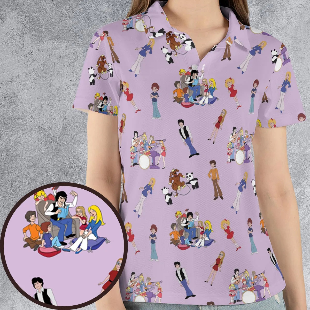 70s The Brady Kids Cartoon AOP Men/Women Polo Shirt