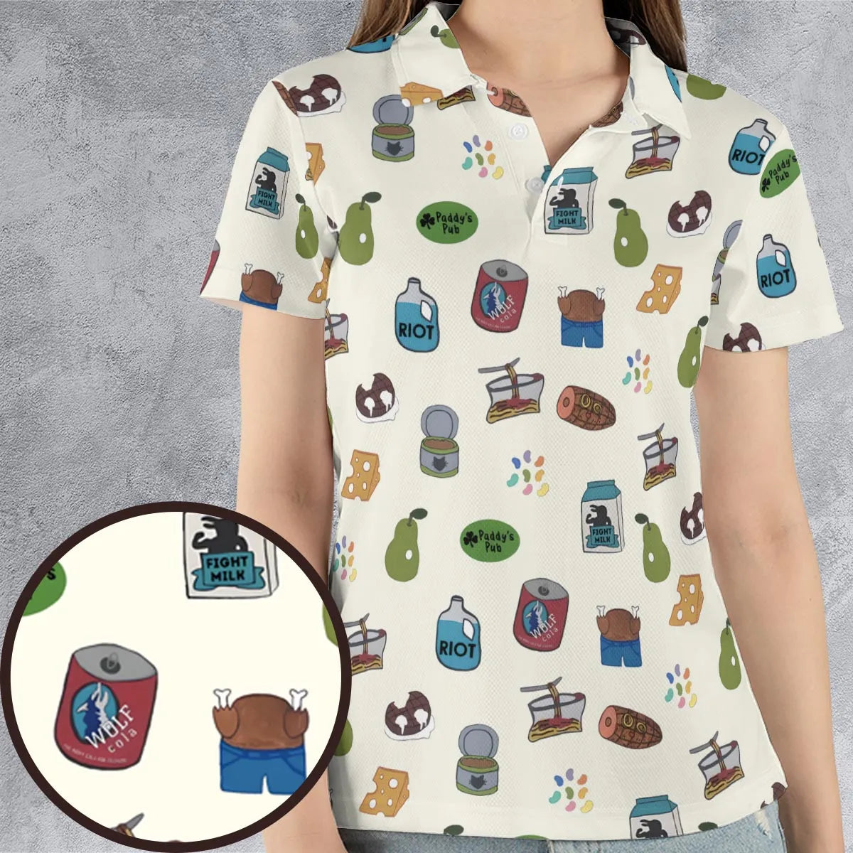 The Food of It's Always Sunny In Philadelphia AOP Men/Women Polo Shirt