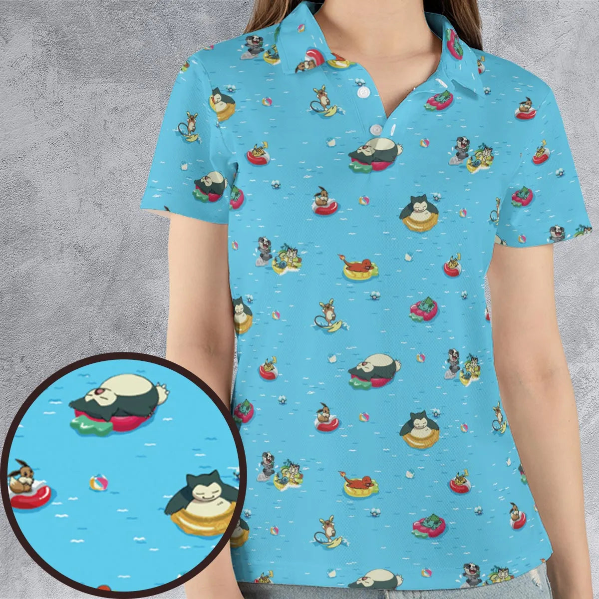 Pokemon Sunny Days Sea Swim AOP Men/Women Polo Shirt