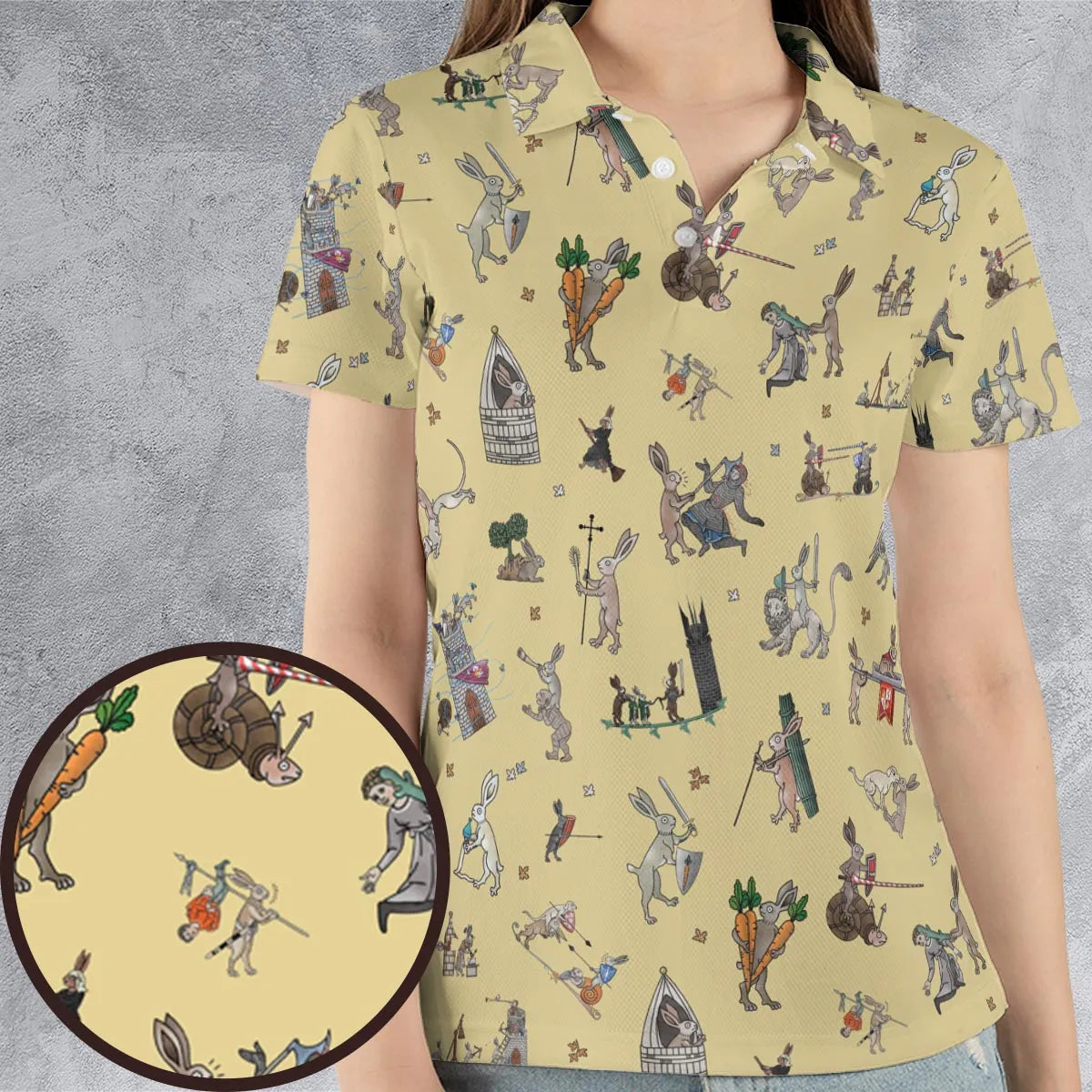 Killer Rabbit The Medieval Marginalia AOP Men/Women Polo Shirt