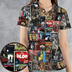 Classic Horror Movie Posters Monster Universal Scream Ghostface The Thing AOP Men/Women Polo Shirt