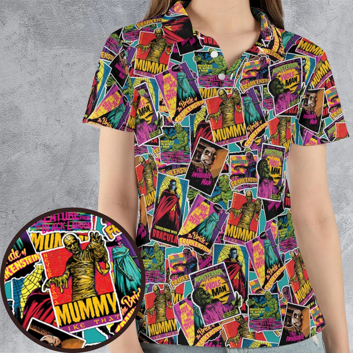 Multi Monster Pop Badges AOP Men/Women Polo Shirt