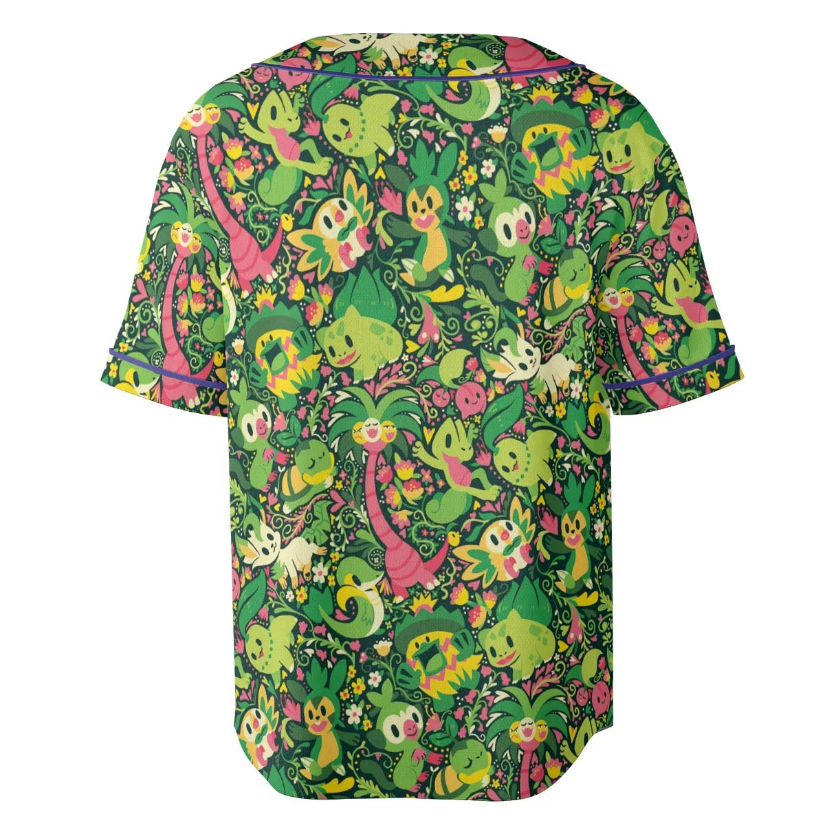 Grass Type Pokemon Pattern Unisex Baseball Jersey