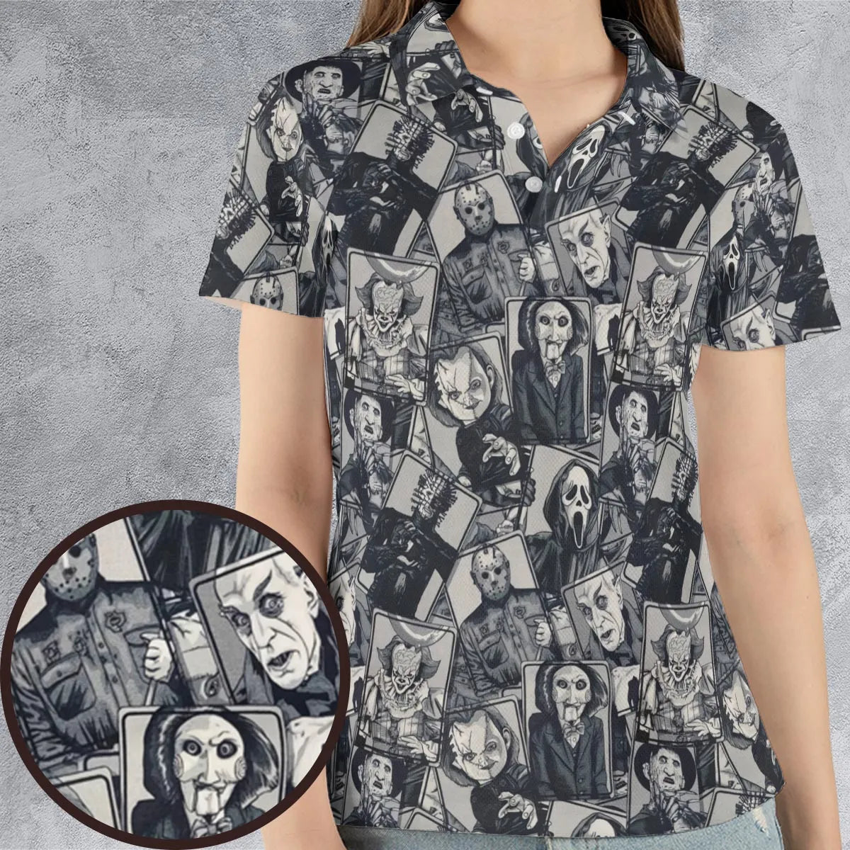 Halloween Horror Villains AOP Men/Women Polo Shirt