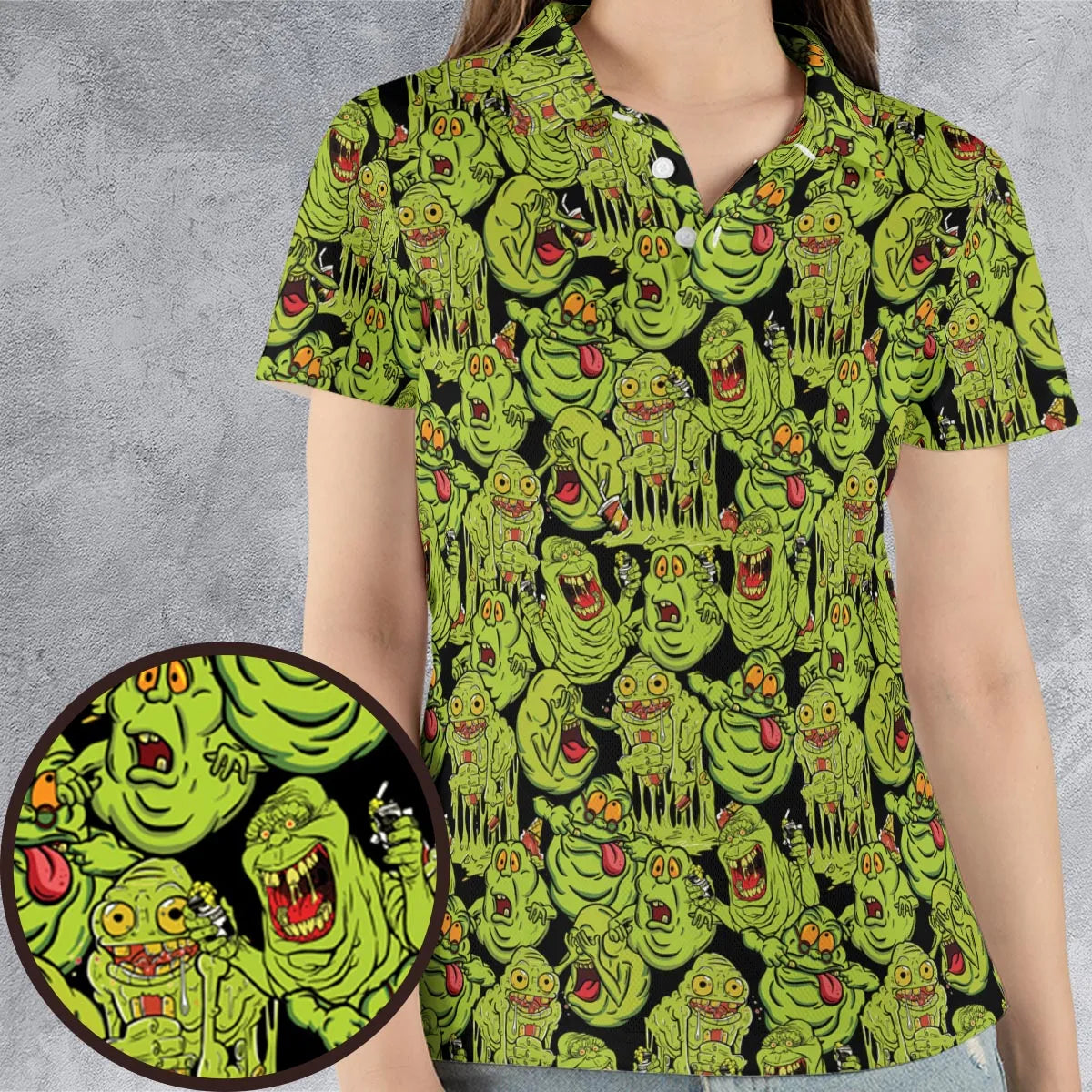 Funny Slimer Ghostbusters AOP Men/Women Polo Shirt