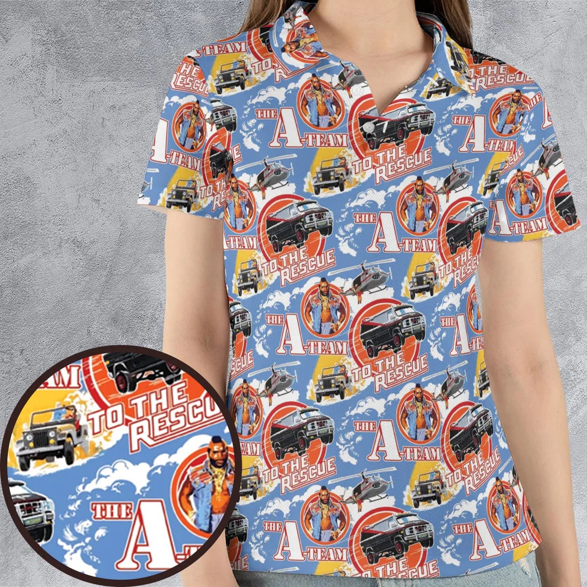 To The Rescue The A Team Pattern AOP Men/Women Polo Shirt