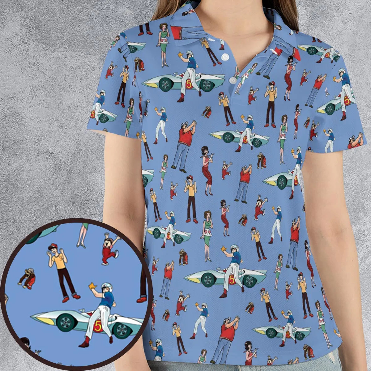 Speed Racer Characters Pattern AOP Men/Women Polo Shirt