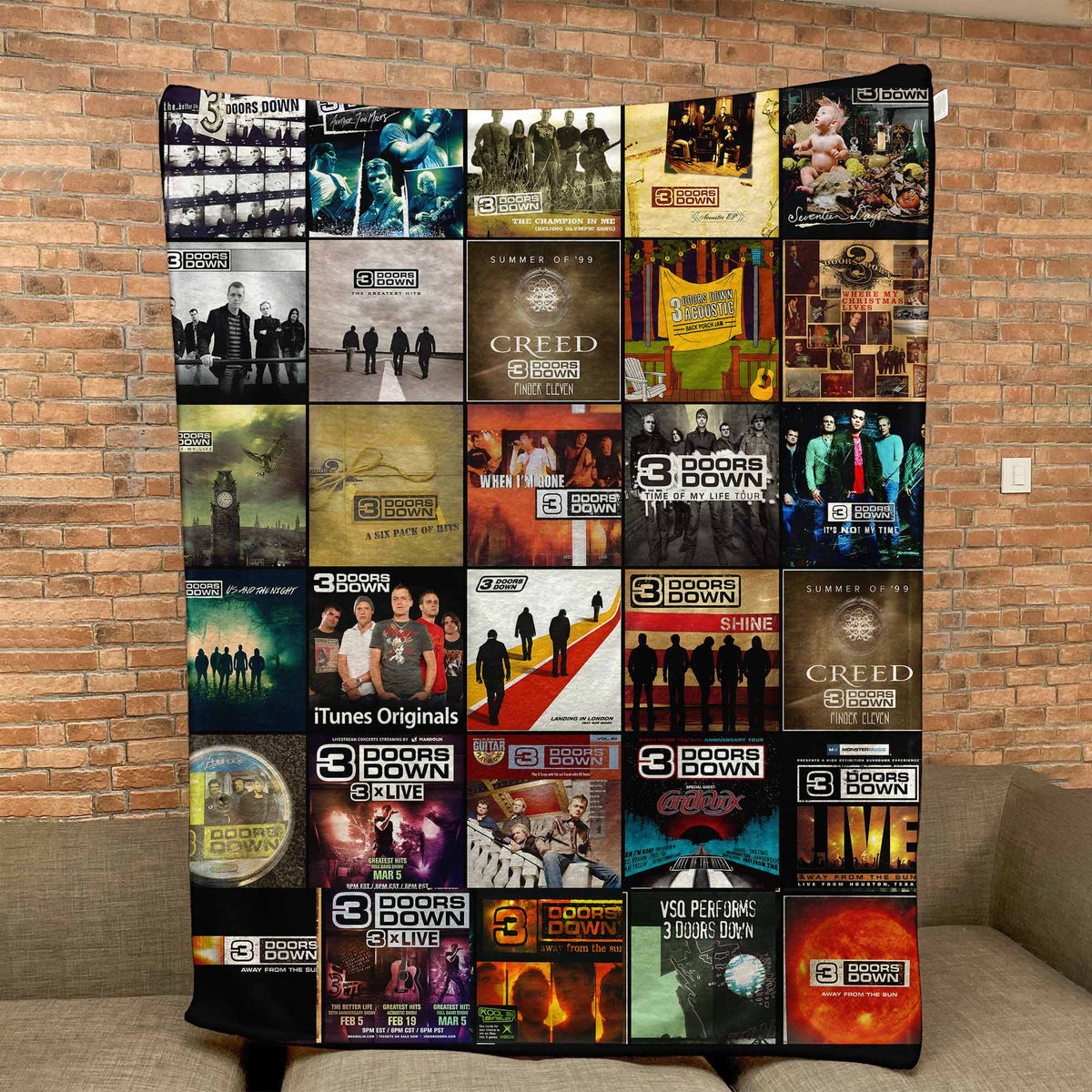 3 Doors Down Sherpa Blanket Classic Album Cover Collage Cozy Throw Gift for Rock Fans