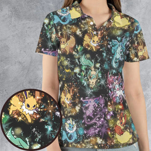 Eevee Evolution in the Galaxy AOP Men/Women Polo Shirt