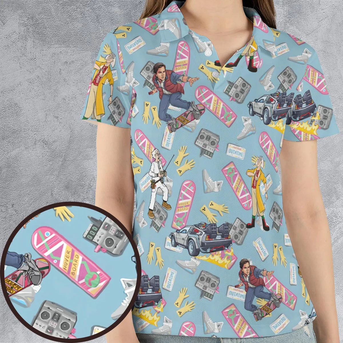 Marty McFly Dr. Emmett Brown Back To The Future AOP Men/Women Polo Shirt