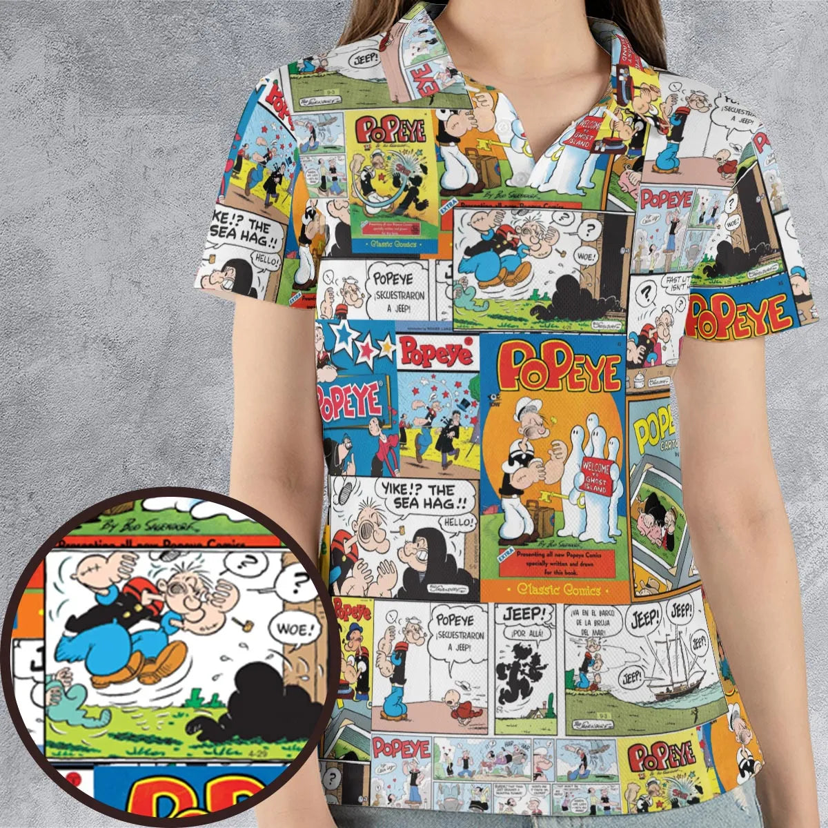 Olive Oyl Popeye Comic AOP Men/Women Polo Shirt