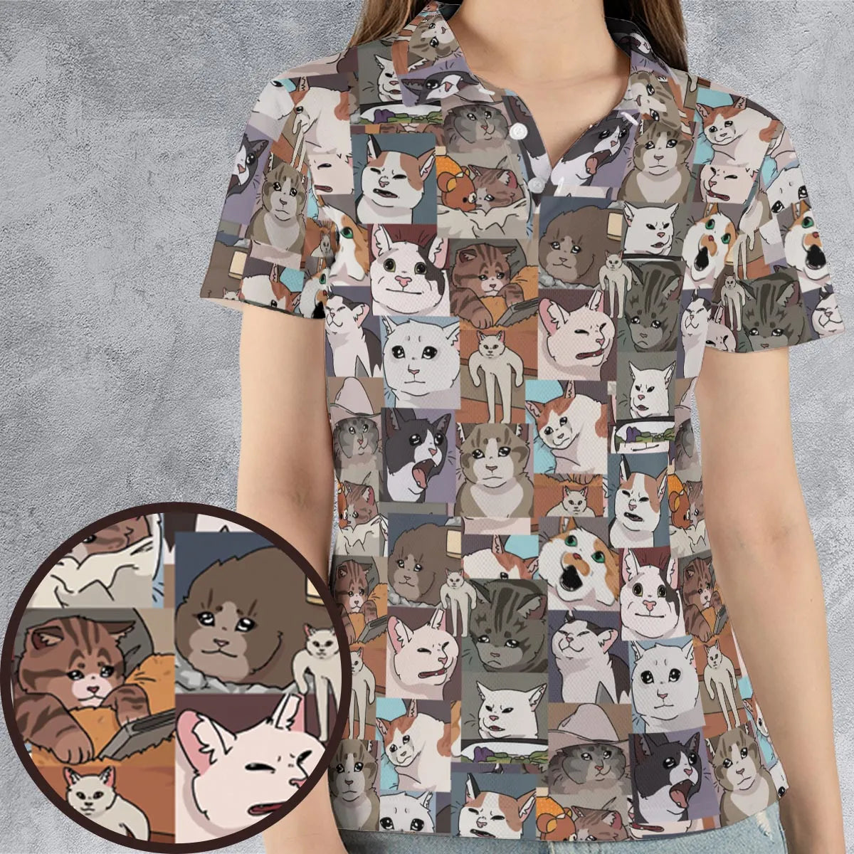 Funny Cat Internet Meme AOP Men/Women Polo Shirt