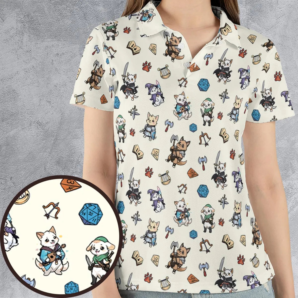 Dungeons and Dogs DnD AOP Men/Women Polo Shirt