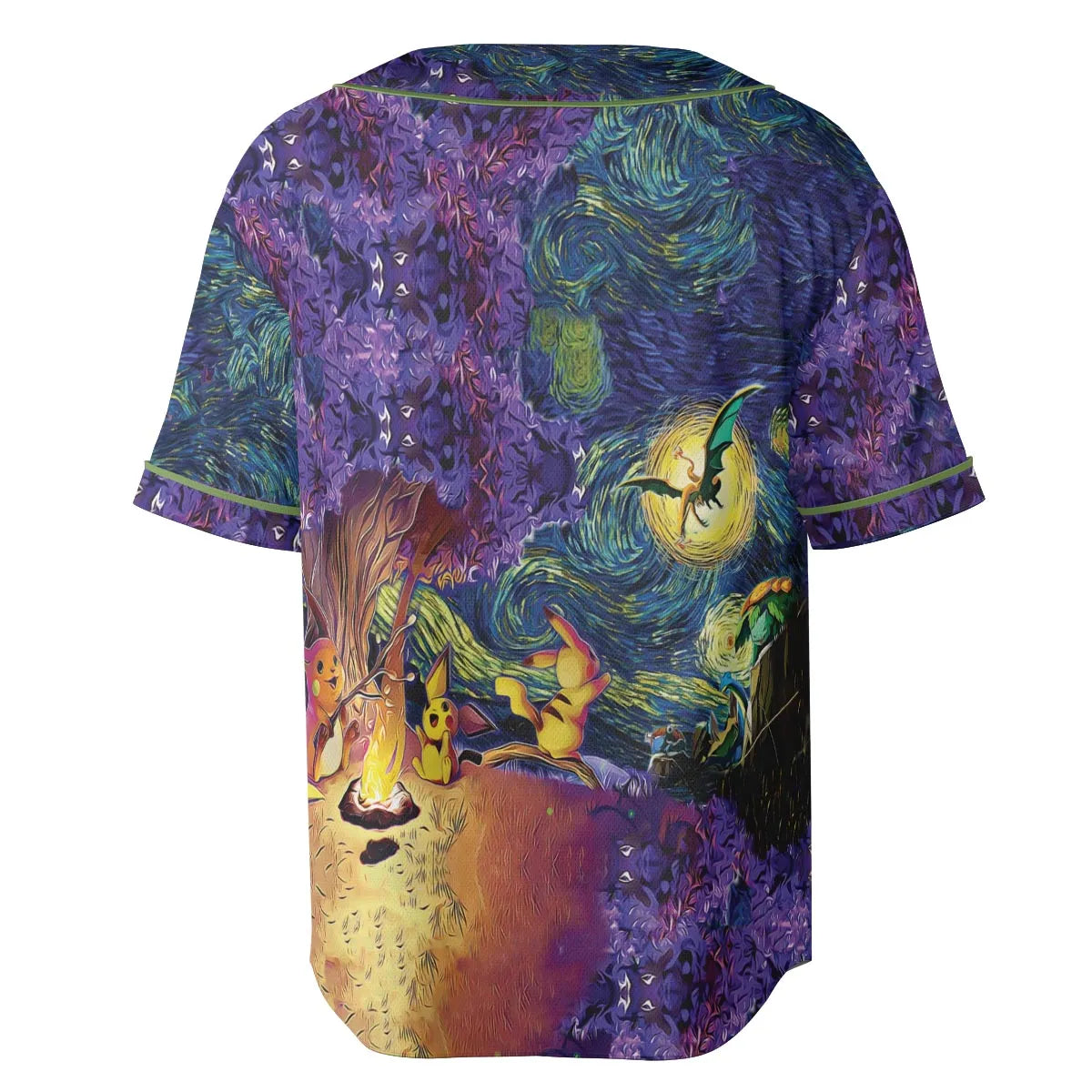 Pokemon Starry Night Campfire Unisex Baseball Jersey