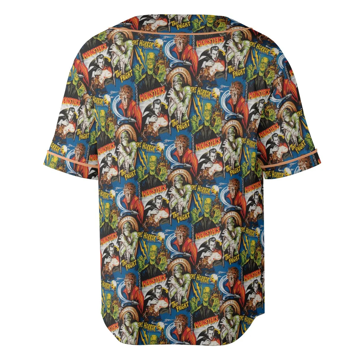 The Horror The Fright Dracula Frankenstein The Wolfman Monster Universal Pattern Unisex Baseball Jersey