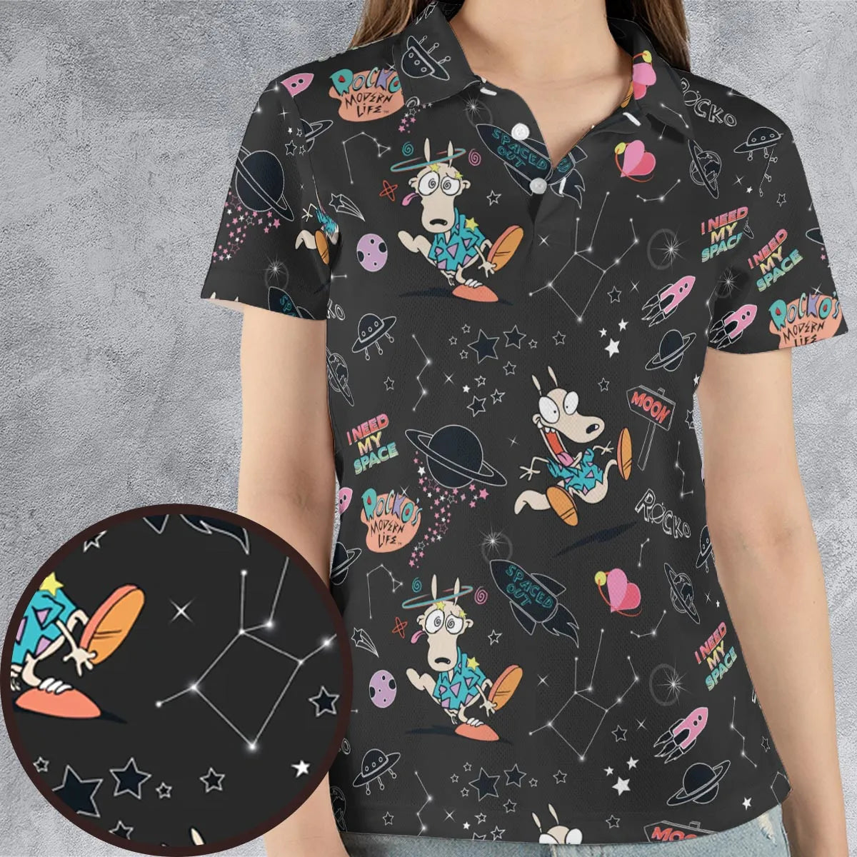 Rocko Space Out Rocko's Modern Life AOP Men/Women Polo Shirt