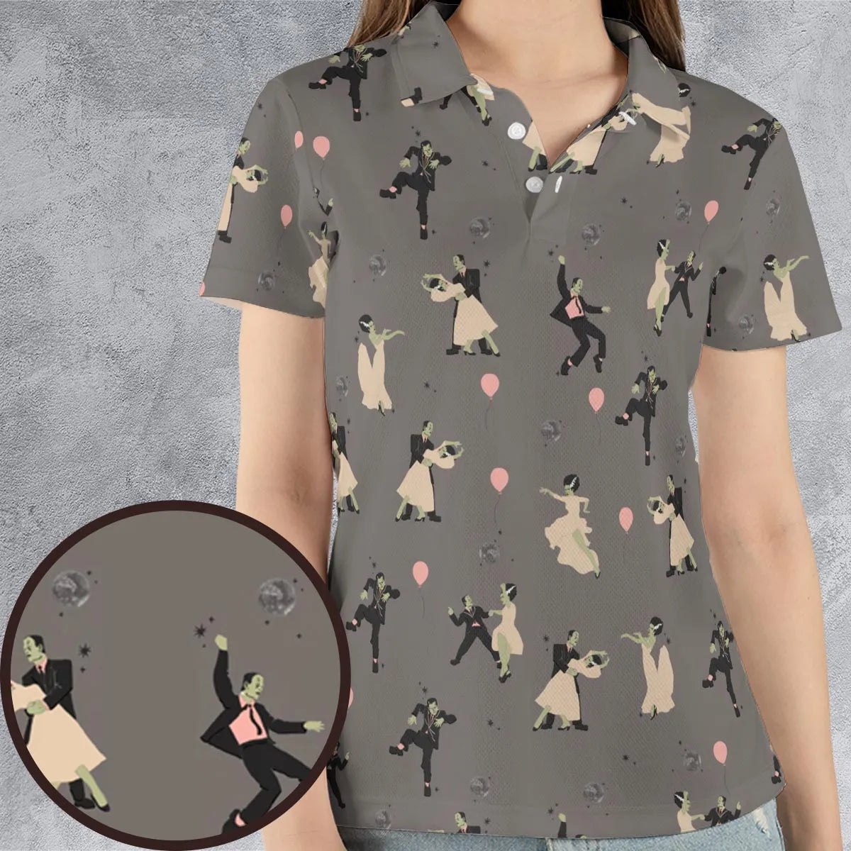 Dirty Dancing Frankenstein and Bride of Frankenstein AOP Men/Women Polo Shirt