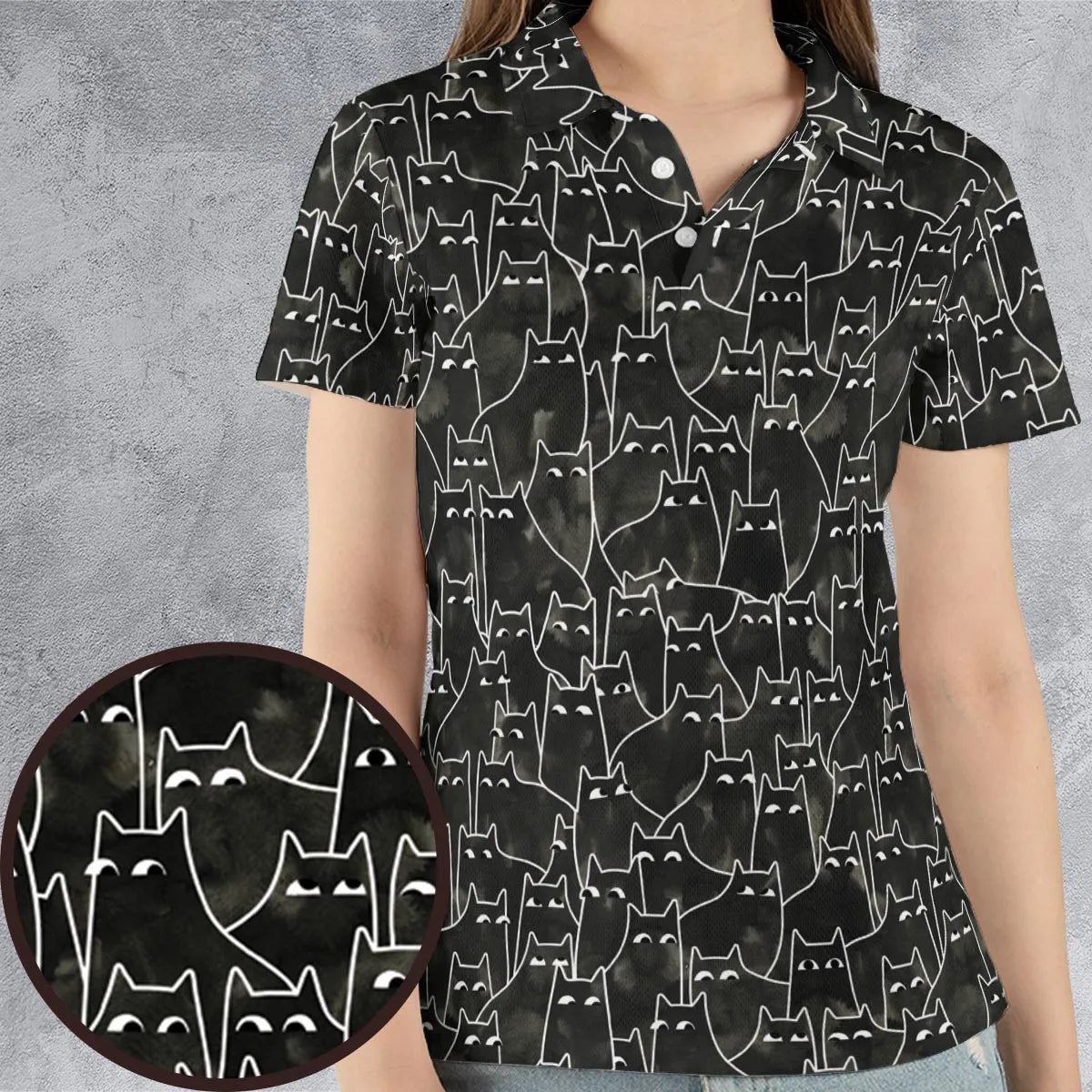 Suspicious Cats Funny Cat AOP Men/Women Polo Shirt