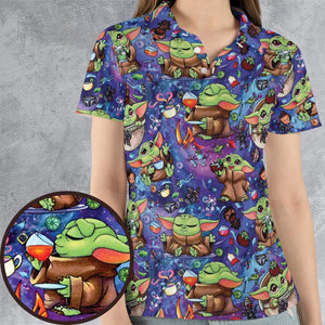 Baby Yoda In the Galaxy AOP Men/Women Polo Shirt