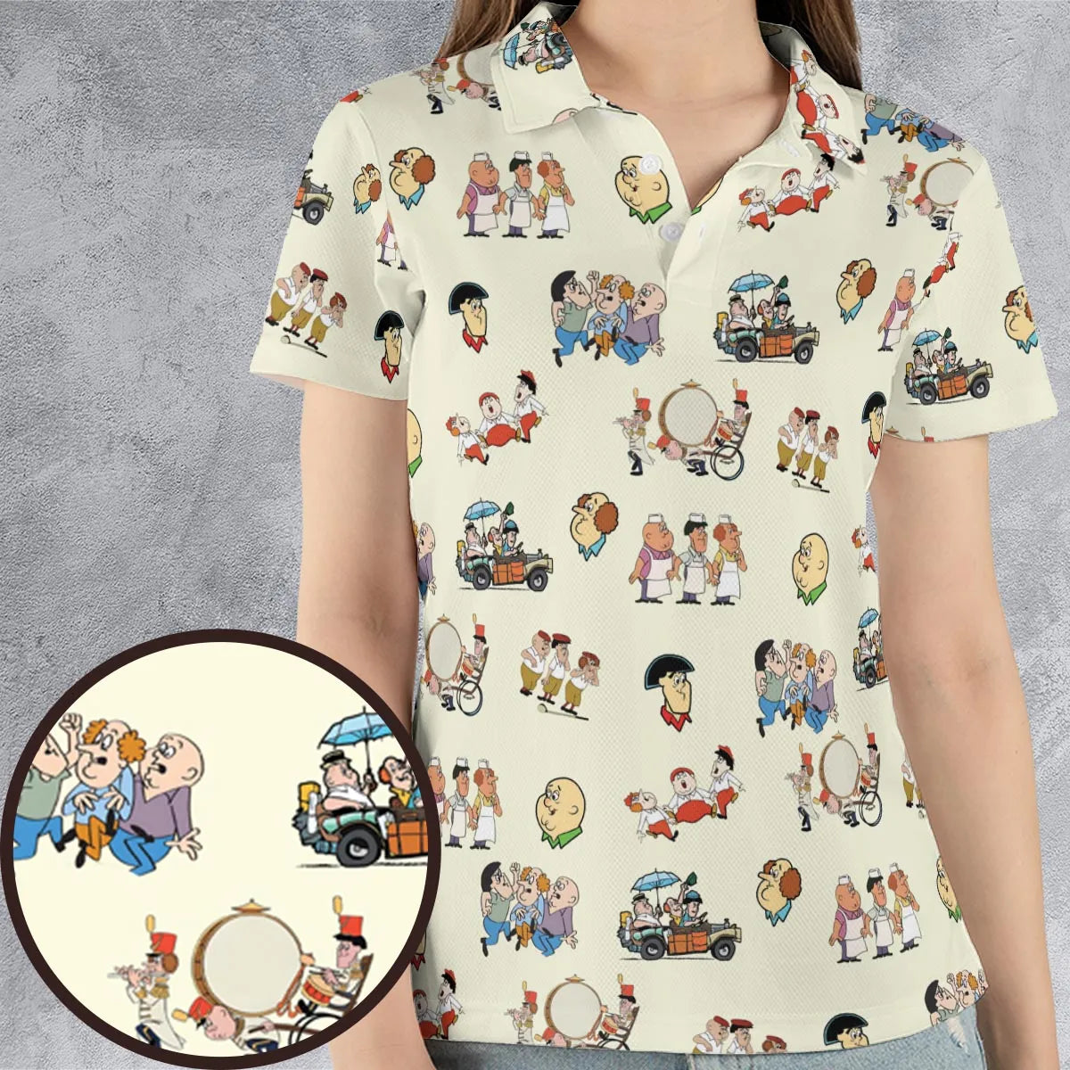 Three Stooges Cartoon 1965 AOP Men/Women Polo Shirt