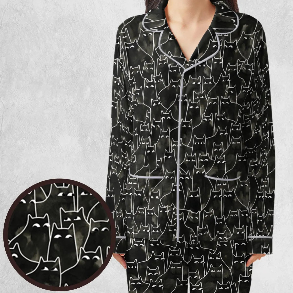 Suspicious Cats Funny Cat Pajamas Set