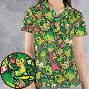 Grass Type Pokemon Pattern AOP Men/Women Polo Shirt