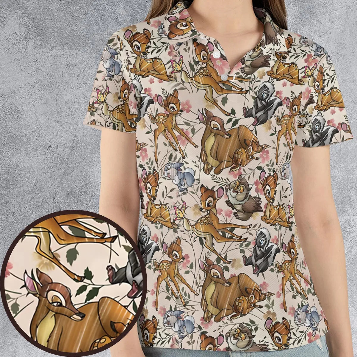 Little Wild Bambi AOP Men/Women Polo Shirt