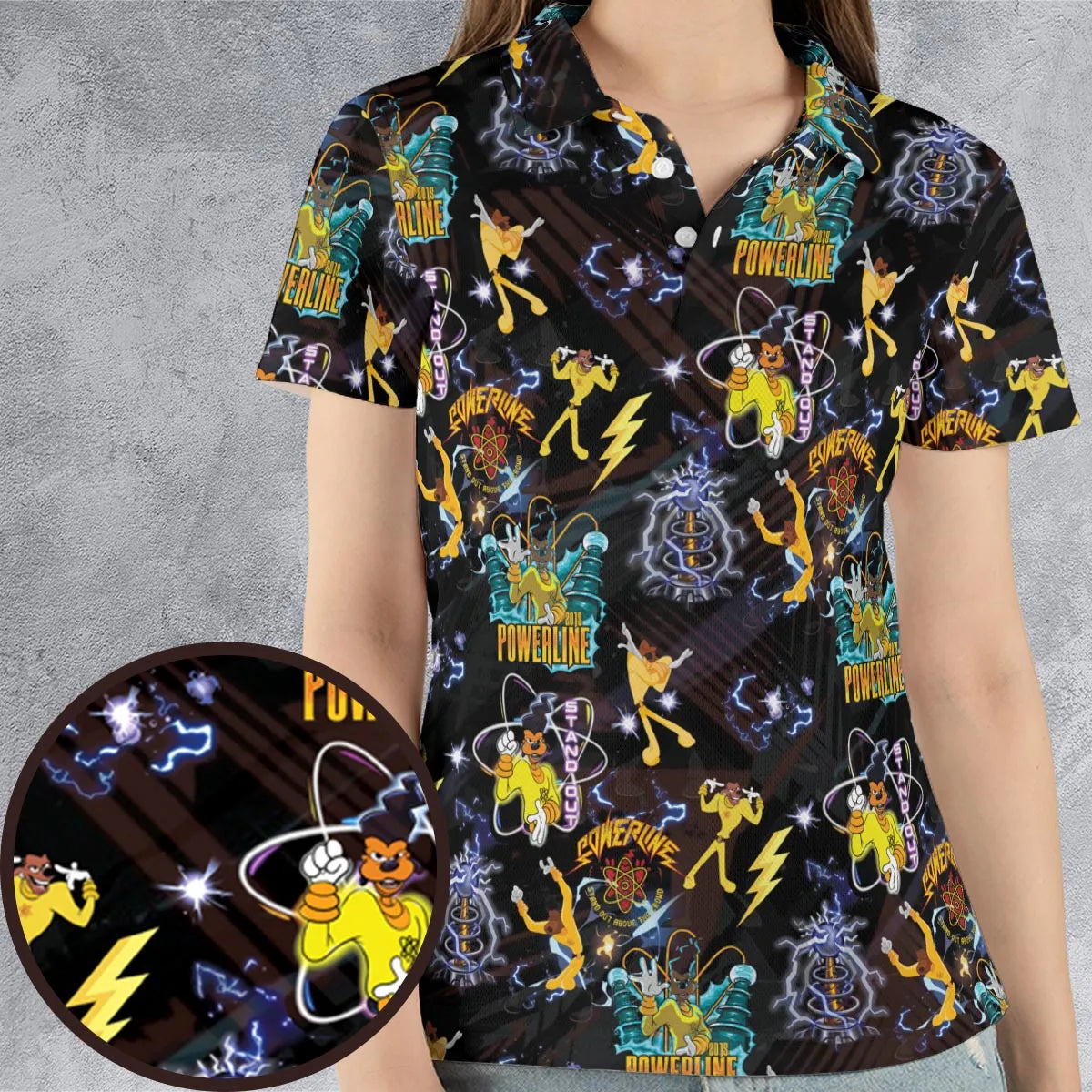 Powerline Concert A Goofy Movie AOP Men/Women Polo Shirt