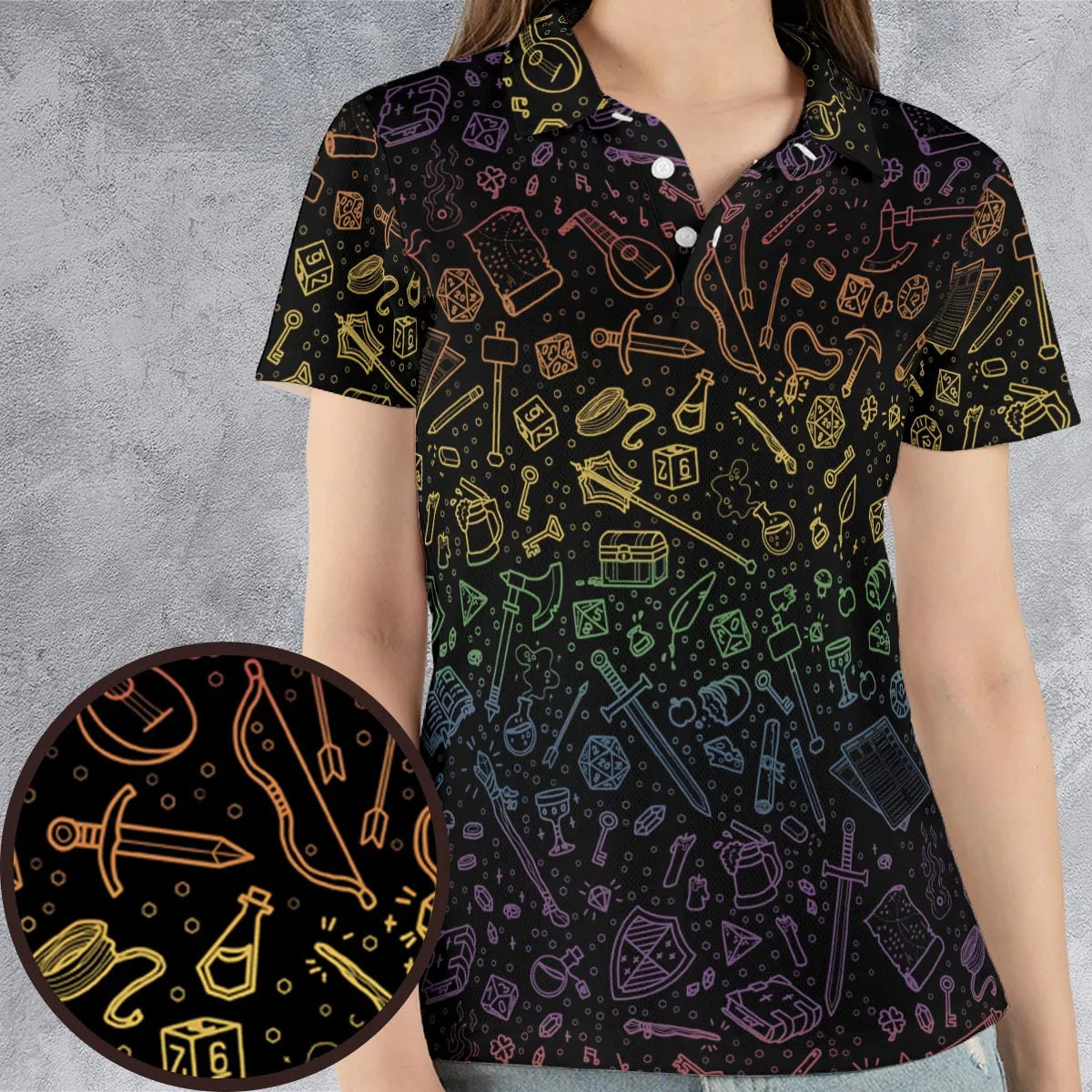 DnD Tabletop RPG Pattern AOP Men/Women Polo Shirt