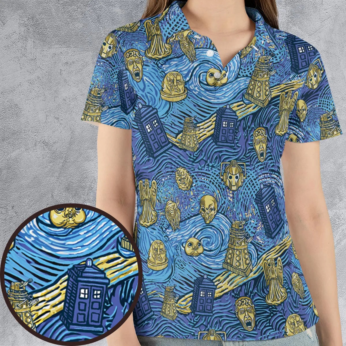 Starry Night Tardis Doctor Who AOP Men/Women Polo Shirt