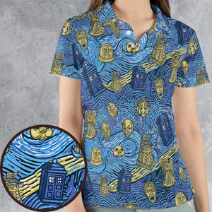 Starry Night Tardis Doctor Who AOP Men/Women Polo Shirt