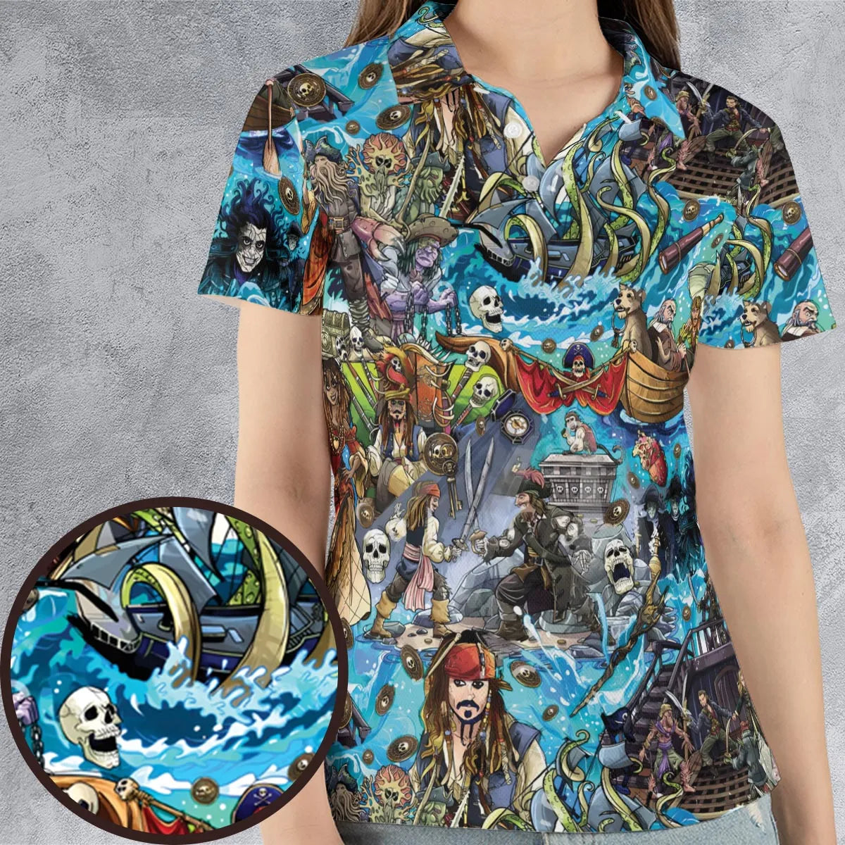 Travel And Fight Pirates of the Caribbean AOP Men/Women Polo Shirt
