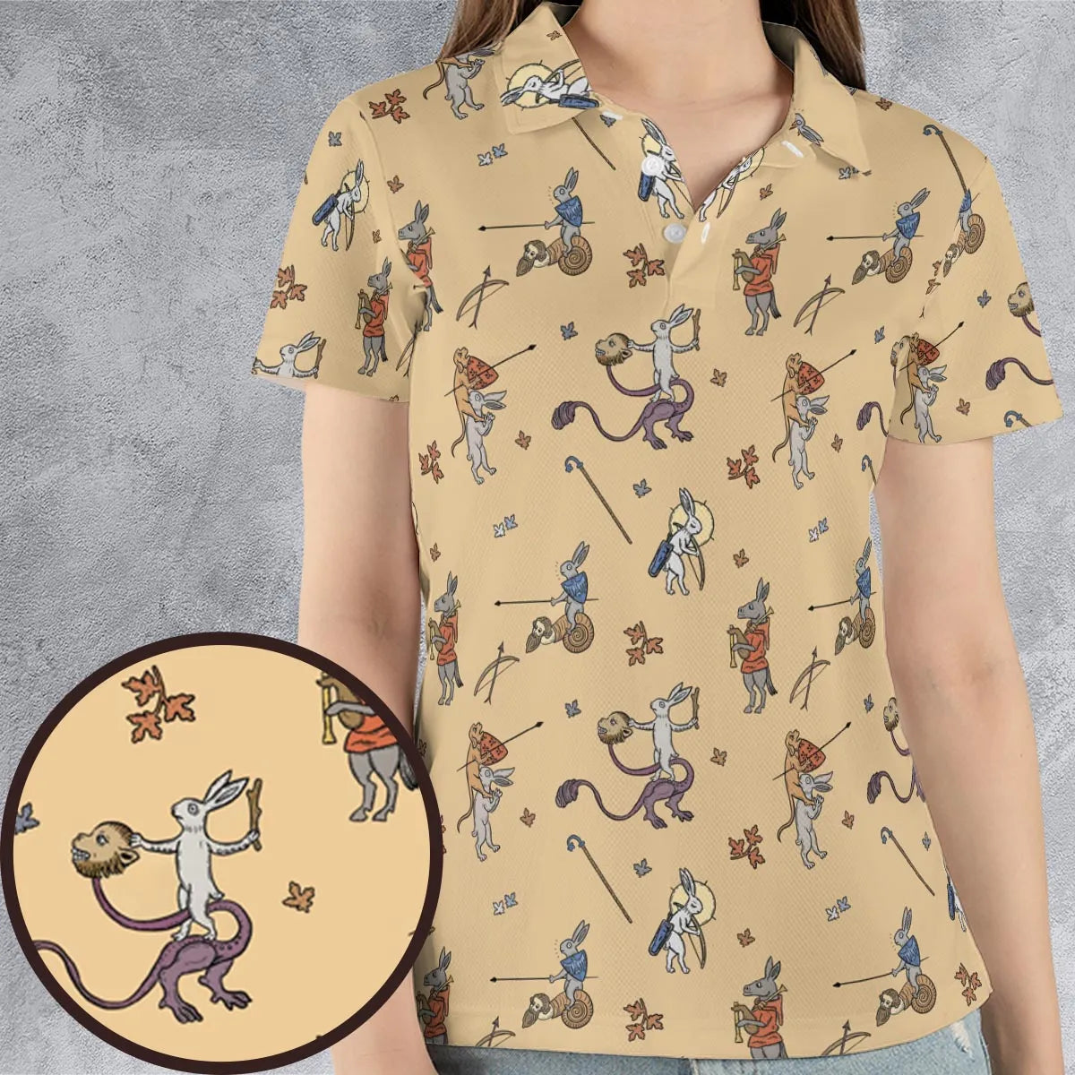 The Medieval Marginalia Killer Rabbit Monty Python AOP Men/Women Polo Shirt