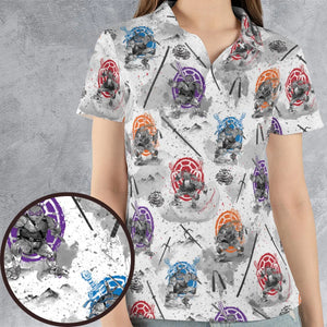 TMNT Characters Sumi-E Pattern AOP Men/Women Polo Shirt