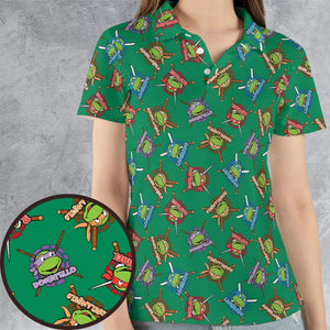 TMNT Characters Pattern AOP Men/Women Polo Shirt
