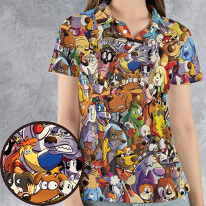 Dogs From Famous Cartoons AOP Men/Women Polo Shirt