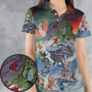 MOTU Castle Grayskull Battle AOP Men/Women Polo Shirt