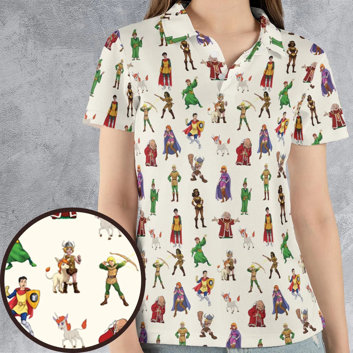 Sheila Uni Eric Diana Bobby Hank DnD AOP Men/Women Polo Shirt