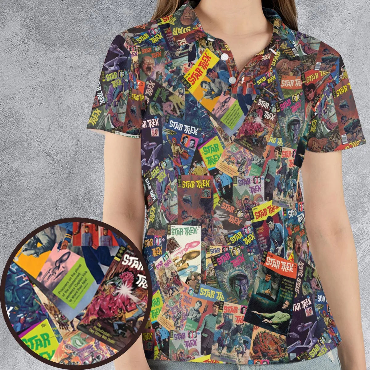 Vintage 1970s Star Trek Comic Books Collage AOP Men/Women Polo Shirt