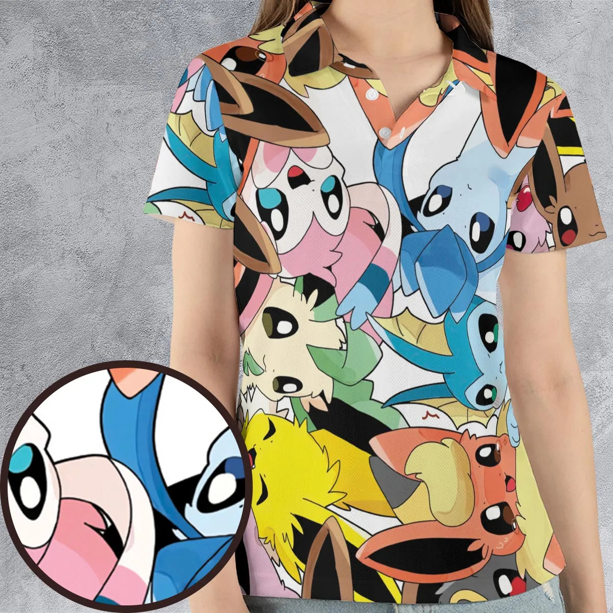 Cute Eevee Evolution Pokemon AOP Men/Women Polo Shirt