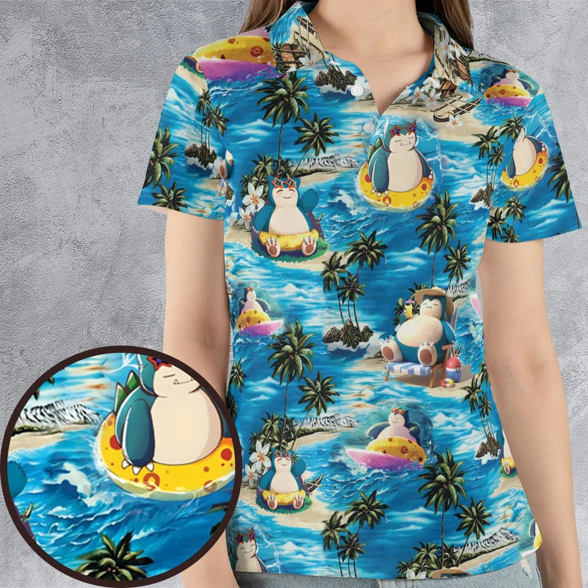 Snorlax Surfing Summer Vibes AOP Men/Women Polo Shirt