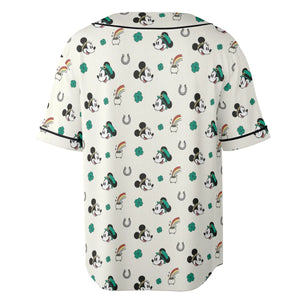 Mickey and Minnie St. Patrick's  Day Pattern Unisex Baseball Jersey