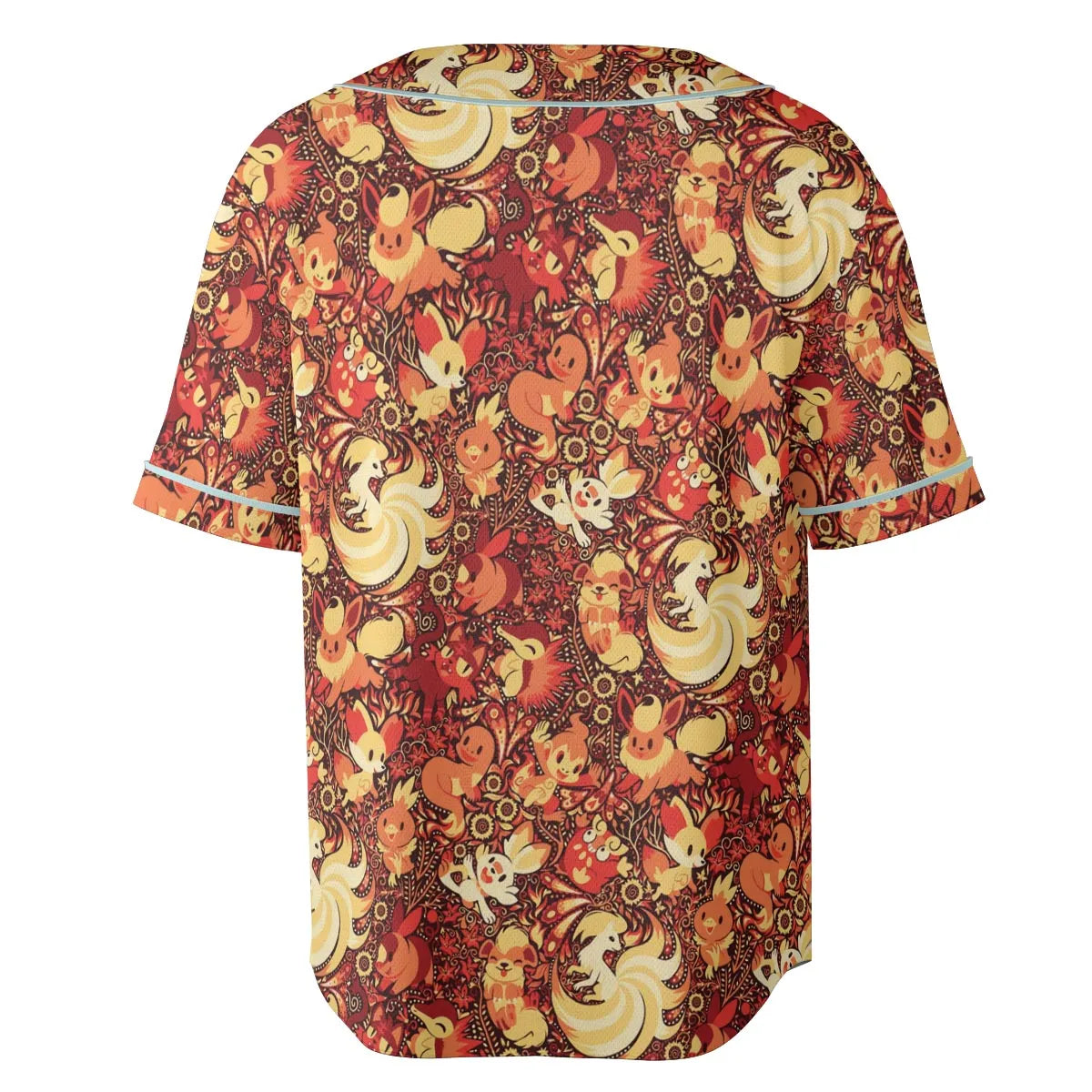 Pokemon Fire Pattern Unisex Baseball Jersey