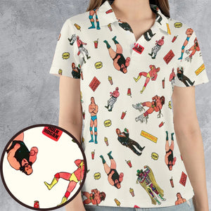 Wrestling Superstars Hulk Hogan Macho Man Logos AOP Men/Women Polo Shirt