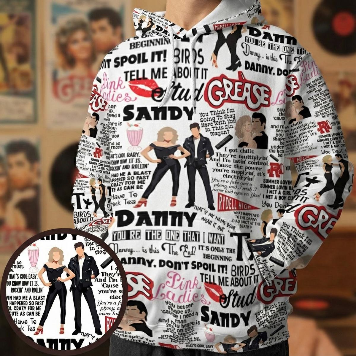 Pink Ladies Grease All-over Print Hoodie