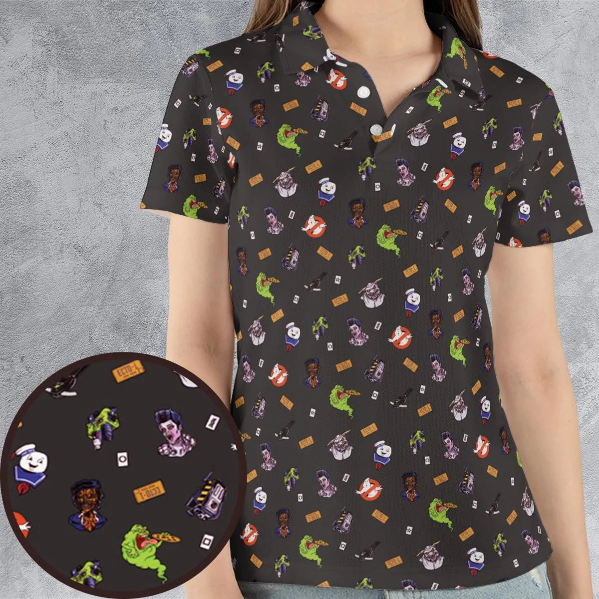 Ghostbusters Pattern AOP Men/Women Polo Shirt