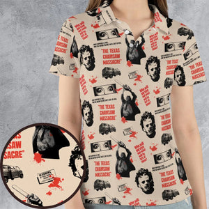 Leatherface The Texas Chainsaw Massacre Horror Pattern AOP Men/Women Polo Shirt