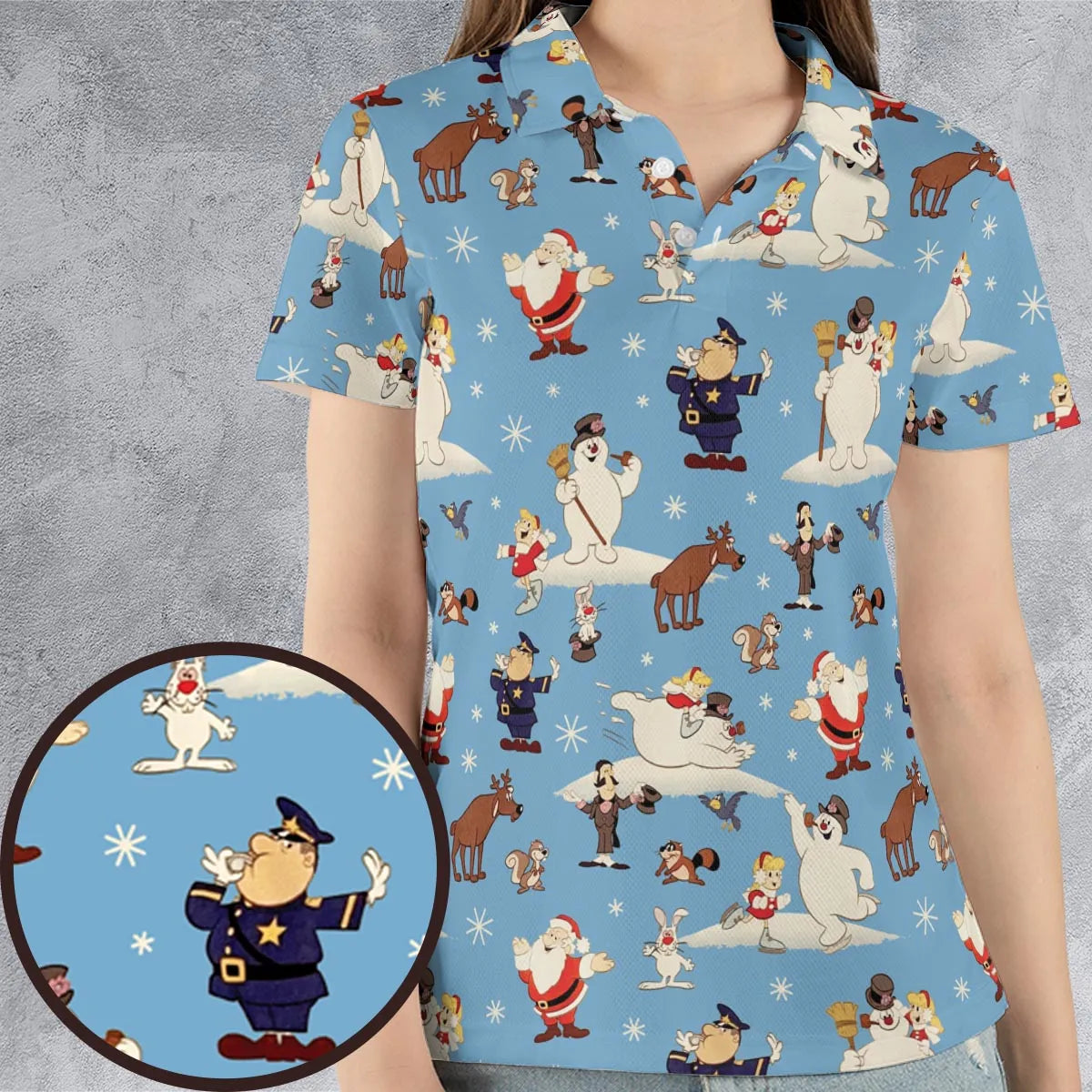 Frosty the Snowman Christmas Characters AOP Men/Women Polo Shirt