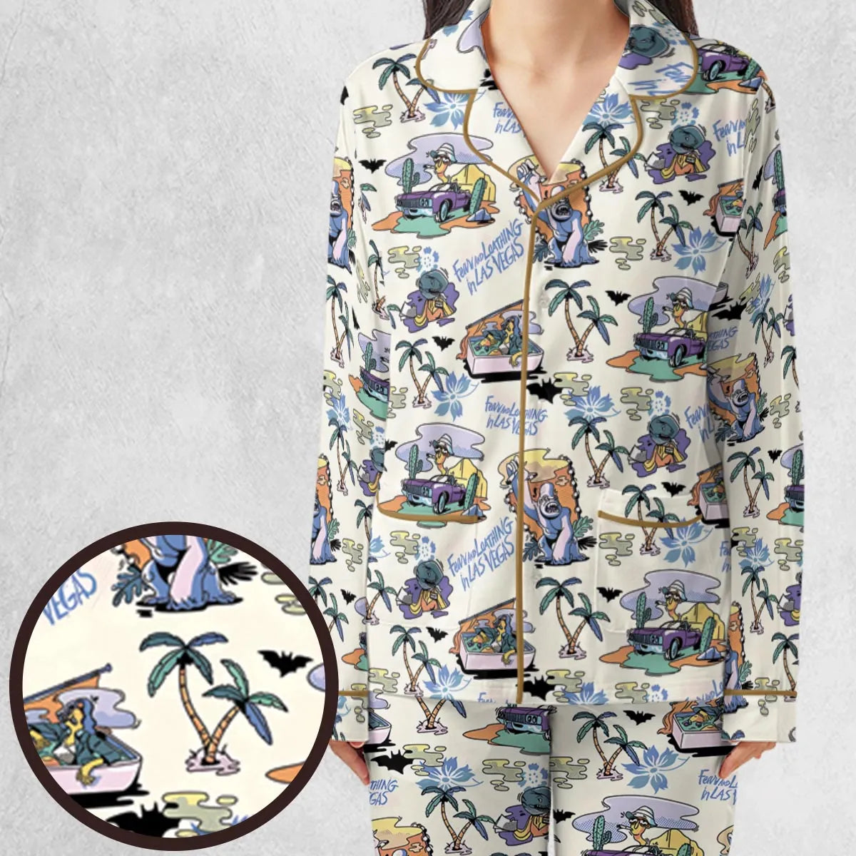 Vacation Fear and Loathing In Las Vegas Pattern Pajamas Set