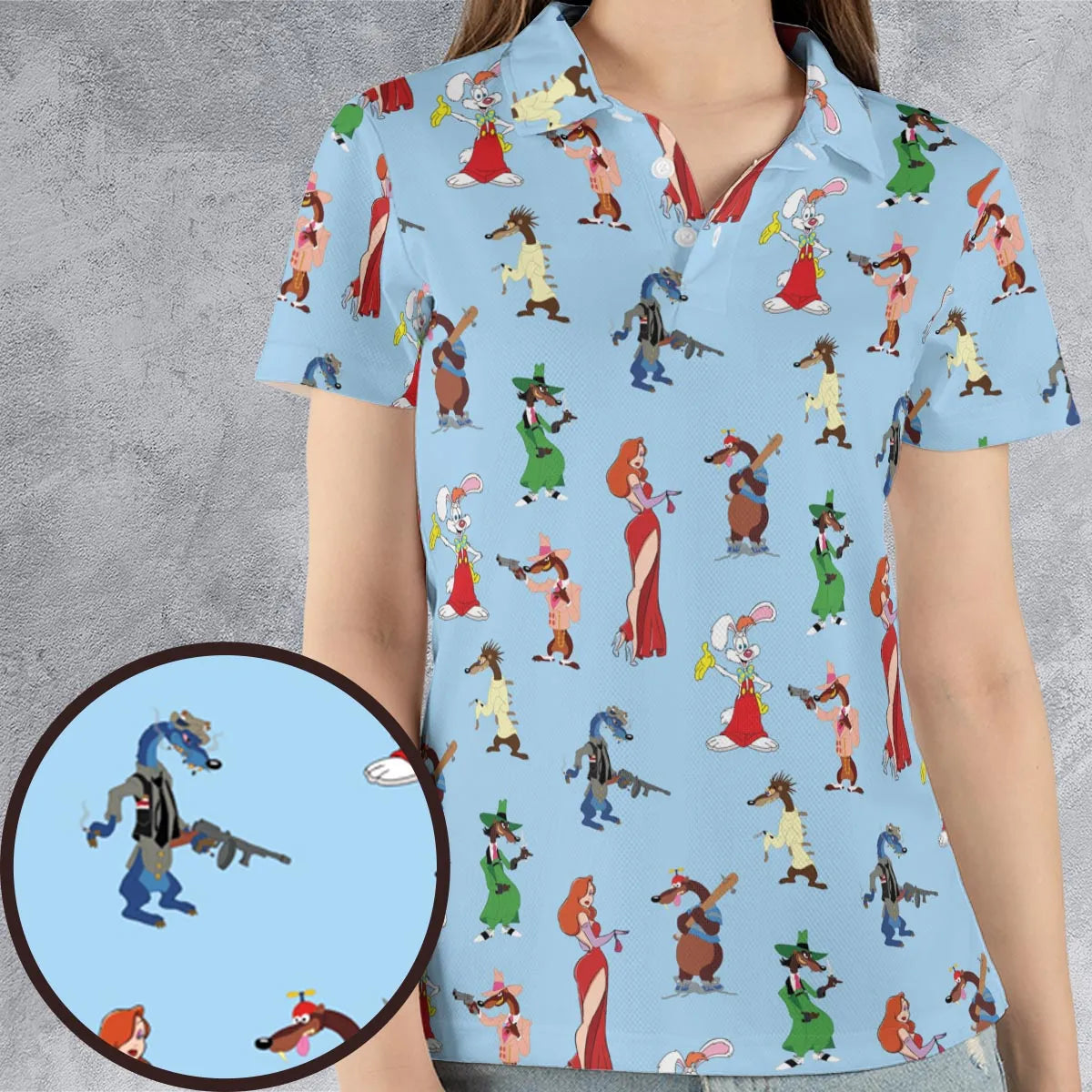 Roger Rabbit Jessica Rabbit The Weasels Who Framed Roger Rabbit AOP Men/Women Polo Shirt